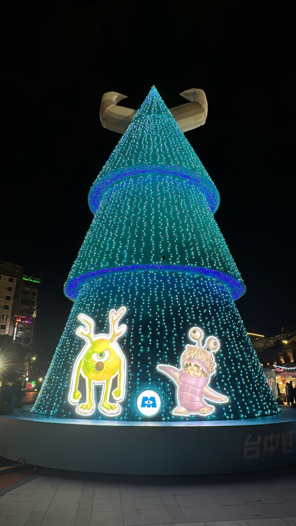 monster inc Christmas tree in Taichung